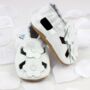 Dotty Fish White Flower Soft Leather Baby Sandals With Barefoot Soles, thumbnail 1 of 8