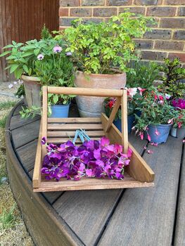 53cm Wooden Garden Trug Flower Basket Carrier With Folding Handles Gift, 9 of 9