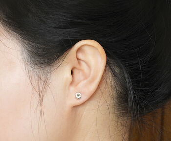 Set Of Six Mix And Match Pebble Stud Earrings With Rough Diamond Cubes, 4 of 4