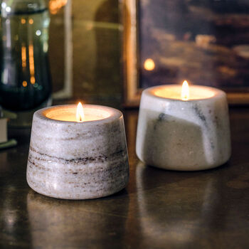 Natural Marble Tealight Holder Set Of Two, 2 of 7