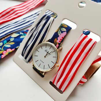3pcs Stripe Changeable Bracelet Strap Women Wristwatch, 4 of 8