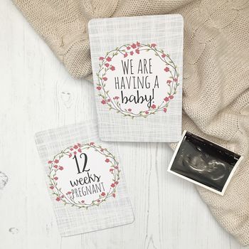 Pink Floral Pregnancy Milestone Cards, 4 of 4