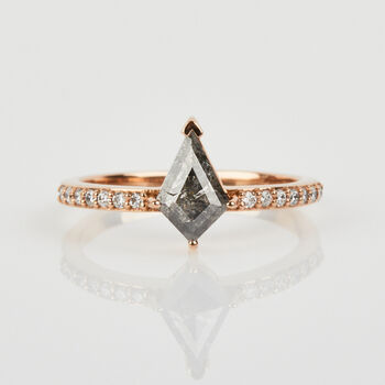 18ct Rose Gold Kite Salt And Pepper Diamond Engagement Ring, 6 of 8