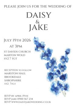 Pack 12 Midnight Larkspur Original Personalised RSVP Wedding Stationery, 3 of 5