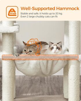 Cat Tree 138cm Modern Cat Tower Washable Cushions, 6 of 12