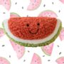 Plush Melon Soft Toy – Smiley Fruit Cuddly – Cute Gift For Kids, thumbnail 1 of 5