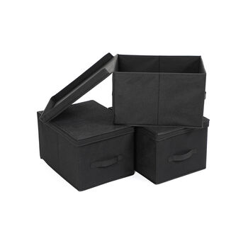 Set Of Three Black Foldable Storage Organizer Boxes, 5 of 6