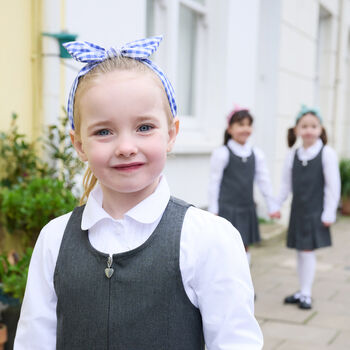School Gingham Tie Headband Blue, 4 of 4