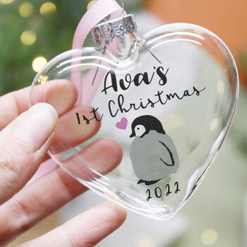 First Christmas Baby Penguin Glass Bauble Keepsake, 3 of 5