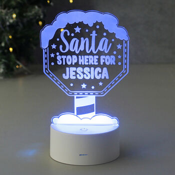 Personalised Santa Stop Here Christmas Light Sign, 6 of 6