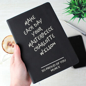 Personalised Any Message Black Hardback Notebook, 4 of 4