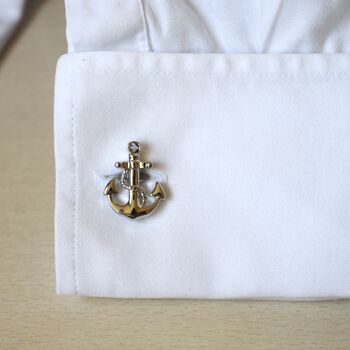 Anchor Silver Cufflinks Gift For Men 316 L Stainless Steel Nautical Accessory, 2 of 6