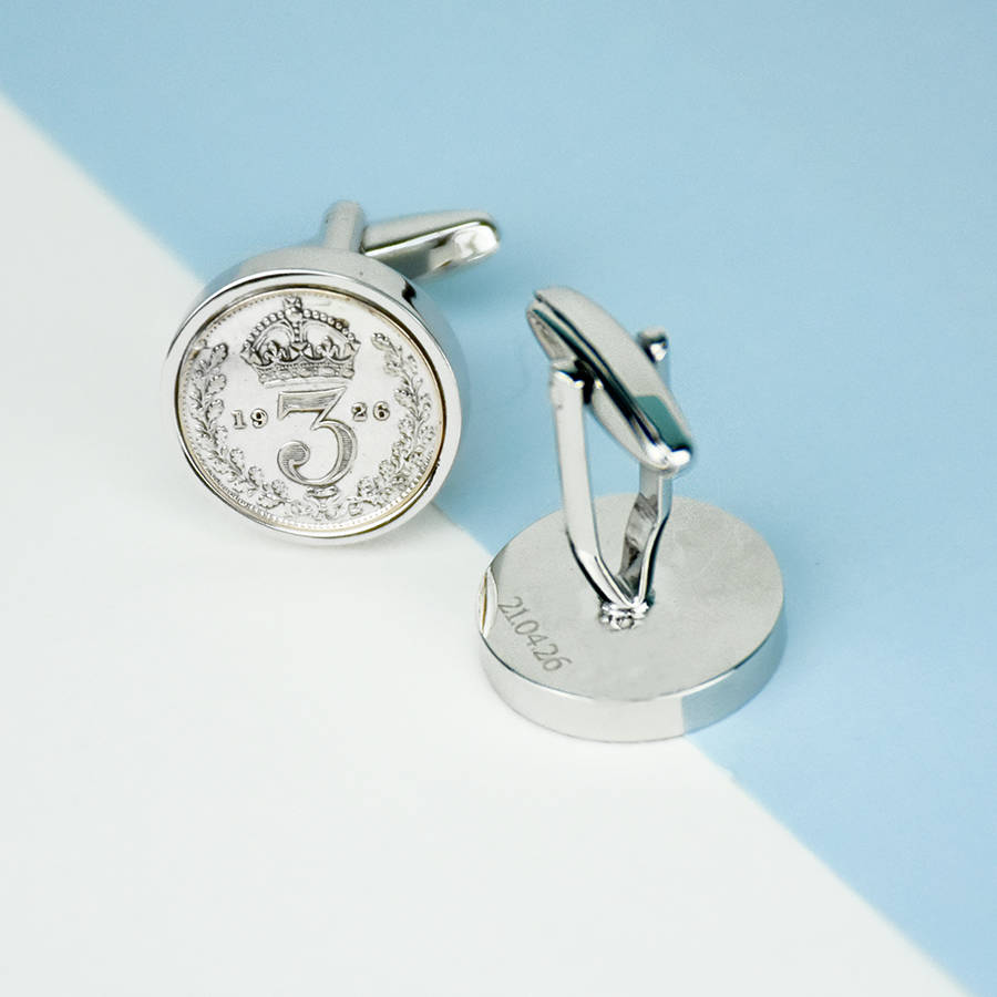 Threepence Year Coin Cufflinks 1915 To 1944 By Ellie Ellie