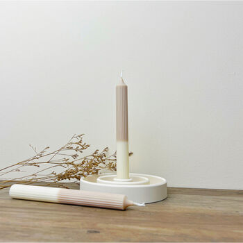 Two Tone Beige And White Taper Candle, 3 of 3
