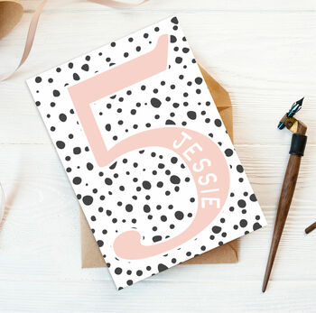 Spotty Number Birthday Card Ages Two To Nine, 5 of 10