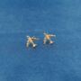 Gold Cz Plane Stud Earrings, Aeroplane Earrling, Airplane Earrings, thumbnail 4 of 7