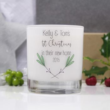 New Home Christmas Scented Glass Candle, 3 of 9