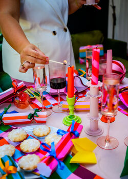 Colourful Lilac And Mustard Stripe Christmas Crackers, 6 of 7