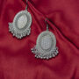 Silver Plated Victorian Oval Dangle Ghungroo Earring, thumbnail 6 of 8