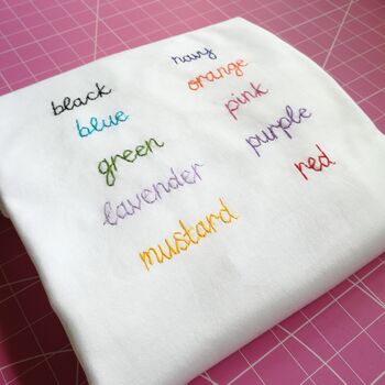 Hand Embroidered Personalised Men's White T Shirt, 8 of 8
