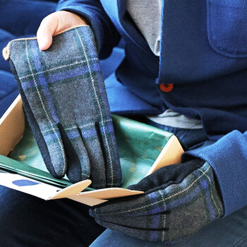 Men's Merino Wool Tartan Stripe Gloves, 6 of 11