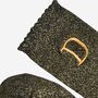 Women's Glitter Socks Black Gold Initial 'D', thumbnail 4 of 5