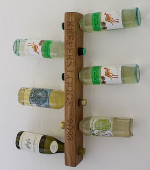 Wooden Wall Mounted Engraved Wine Rack, 6 of 9