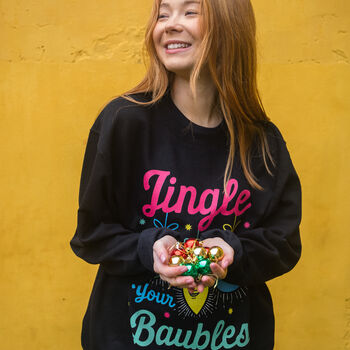 Jingle Your Baubles Women's Christmas Jumper, 2 of 4