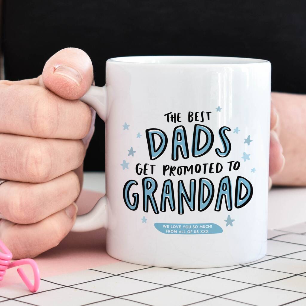 Personalised Best Dads Get Promoted To Grandad Mug, 1 of 2