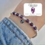 Sterling Silver February Amethyst Beaded Bracelet: February Birthstone, Personalised Heart Charm, thumbnail 1 of 5
