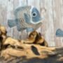 48cm Hand Carved Coral And Blue Fish Figurine On Teak Root Ornament, thumbnail 4 of 9