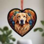 Golden Retriever Stained Glass Effect Heart Suncatcher, thumbnail 3 of 5