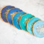 Blue Iridescent Geode Resin Coasters, thumbnail 1 of 9