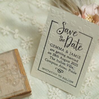 Wedding Save The Date Personalised Rubber Stamp, 2 of 3