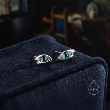 Sterling Silver Evil Eye Stud Earrings, 3 of 11