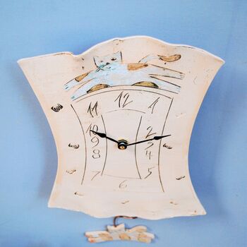 Cat Pendulum Handmade Wall Clock, 2 of 8