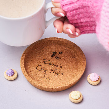 Personalised Cosy Night In Cork Coaster, 2 of 2
