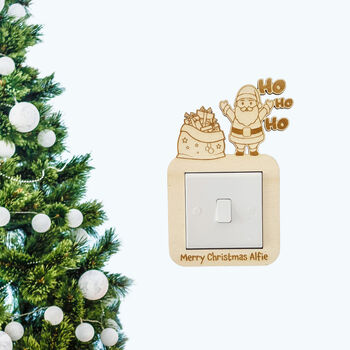 Personalised Santa Wood Light Switch Surround Childrens Bedroom Decor, 3 of 4