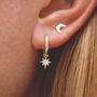 North Star Personalised Initial Charm Hoop Earrings In Silver Or Gold, thumbnail 4 of 5