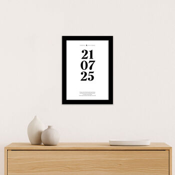 Personalised Wedding Date Print Elegant Keepsake Gift For The Bride And Groom, 3 of 7