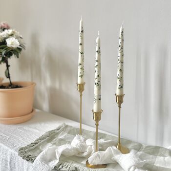 Hand Painted White Anemone Taper Candles, 7 of 12