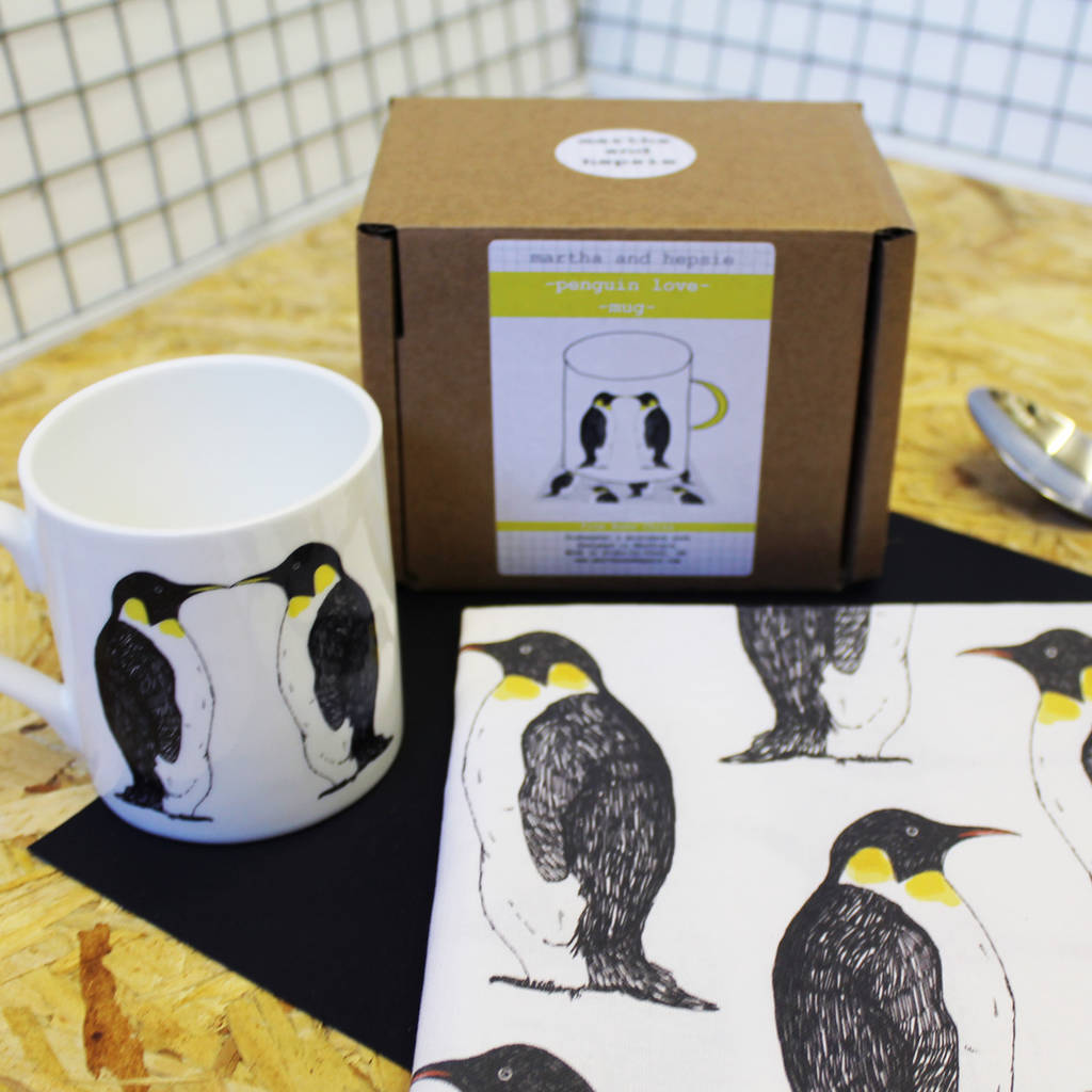 Penguin Mug And Tea Towel New Home Gift Set By Martha And Hepsie 