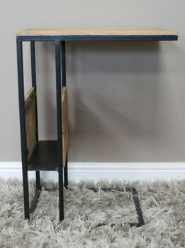 Teak And Metal Side Drinks Table With Magazine Rack, 4 of 4