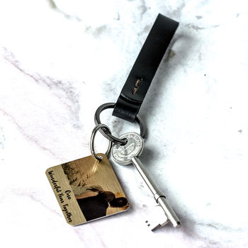 Personalised Leather Keyring With Metal Photo Plate, 4 of 7