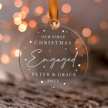 Our First Christmas Engaged Bauble Gift For Couples, 9 of 11