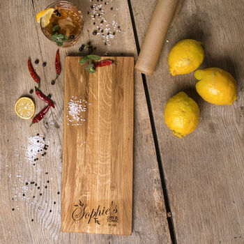 Personalised Solid Oak Wood Gin Board, Gin Lover's Gift, 4 of 4