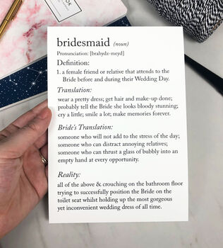 Funny Bridesmaid Definitions A5 Card, 3 of 10