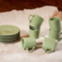 Set Of Six Porcelain Espresso Cup And Saucer Green, thumbnail 2 of 9