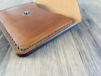 Burnt Tan Personalised Handmade Leather Card Wallet, 4 of 9