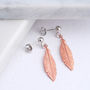 Rose Gold Vermeil Feather Drop Earrings, thumbnail 4 of 7